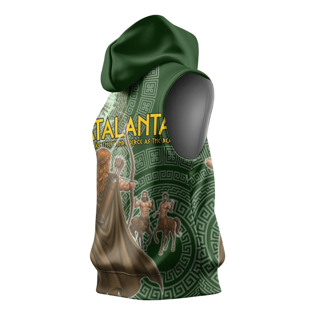Atalanta Greek Mythology Huntress Archer Sleeveless Hoodie Ancient Greek Meander Pattern