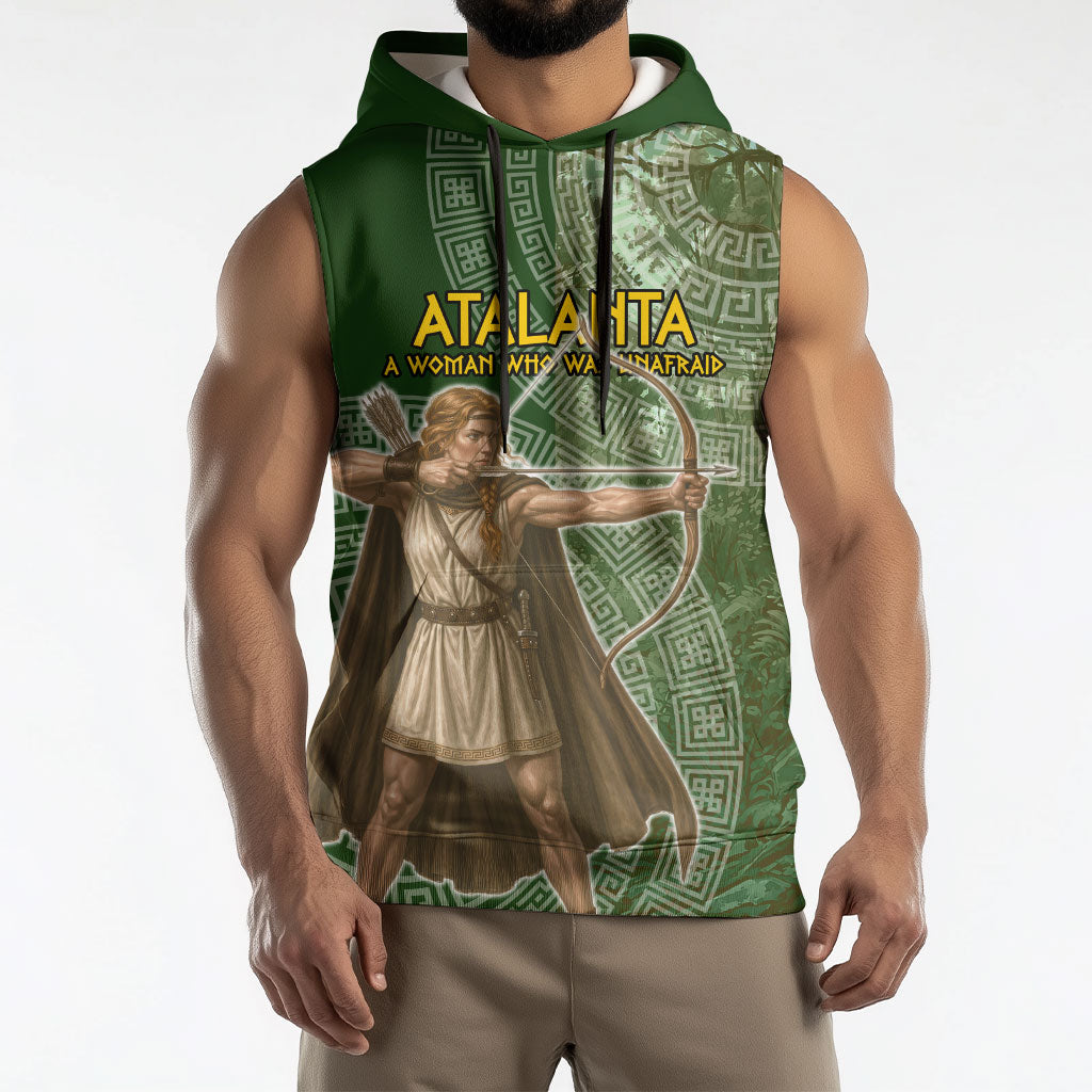 Atalanta Greek Mythology Huntress Archer Sleeveless Hoodie Ancient Greek Meander Pattern