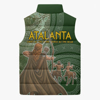 Atalanta Greek Mythology Huntress Archer Sleeveless Puffer Jacket Ancient Greek Meander Pattern