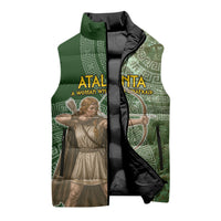 Atalanta Greek Mythology Huntress Archer Sleeveless Puffer Jacket Ancient Greek Meander Pattern