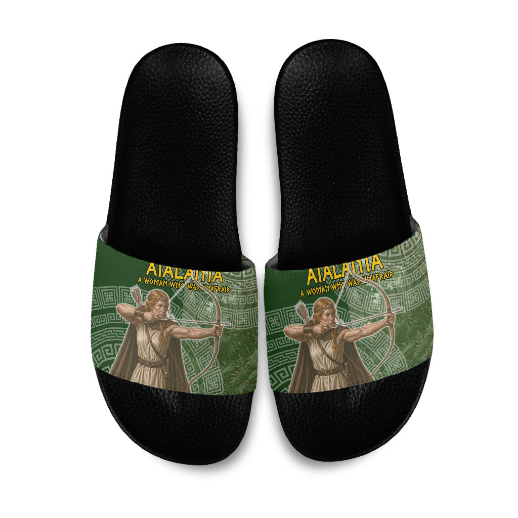 Atalanta Greek Mythology Huntress Archer Slide Sandals Ancient Greek Meander Pattern