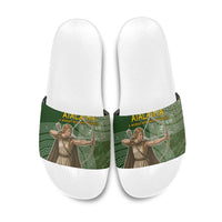 Atalanta Greek Mythology Huntress Archer Slide Sandals Ancient Greek Meander Pattern