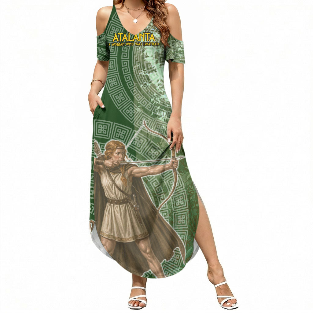 Atalanta Greek Mythology Huntress Archer Summer Maxi Dress Ancient Greek Meander Pattern