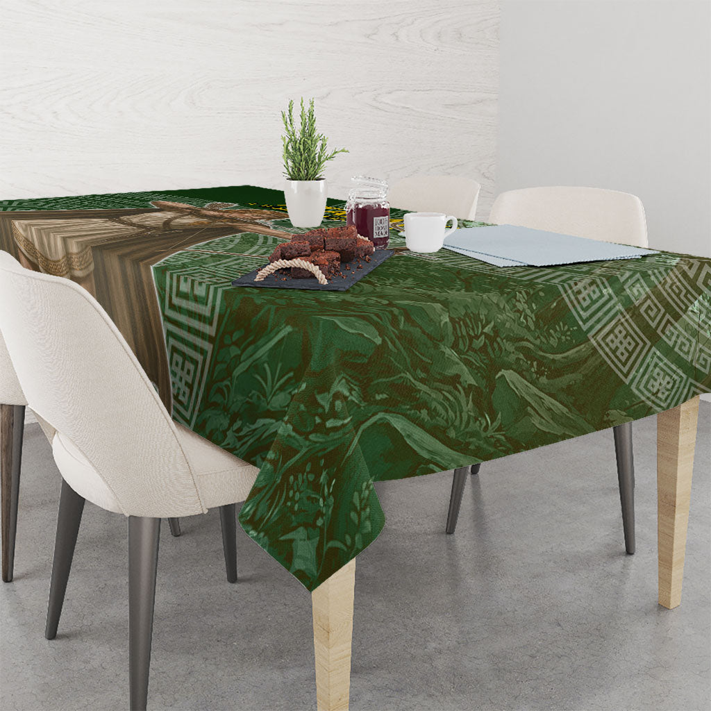 Atalanta Greek Mythology Huntress Archer Tablecloth Ancient Greek Meander Pattern