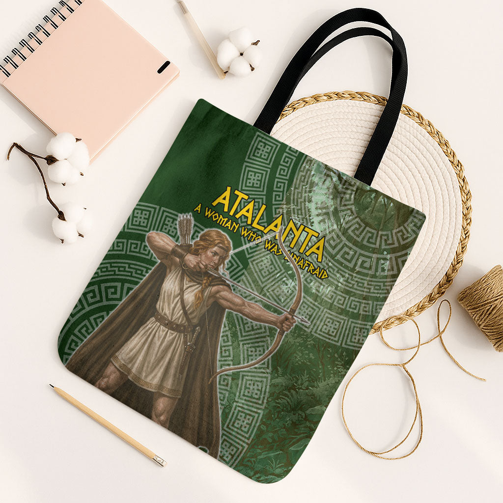 Atalanta Greek Mythology Huntress Archer Tote Bag Ancient Greek Meander Pattern