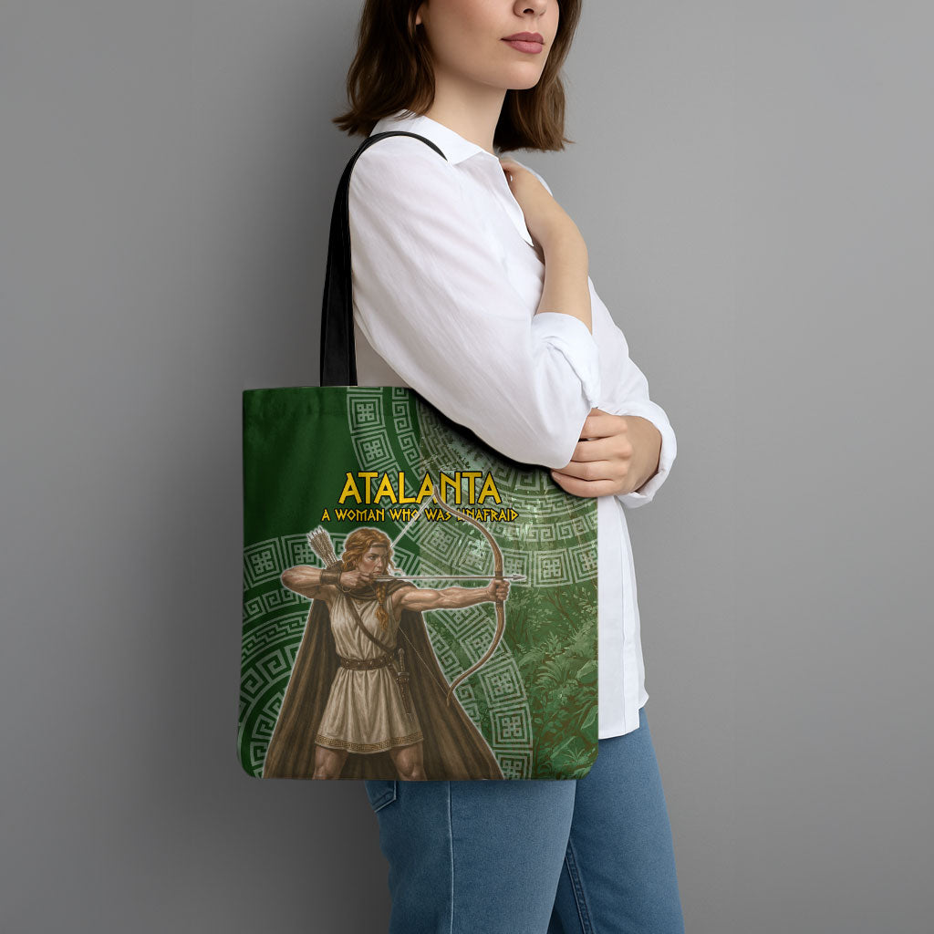 Atalanta Greek Mythology Huntress Archer Tote Bag Ancient Greek Meander Pattern