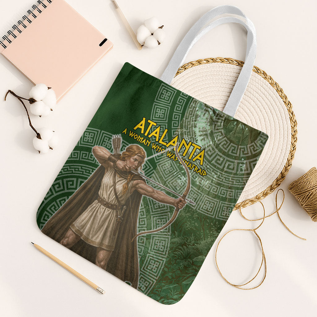 Atalanta Greek Mythology Huntress Archer Tote Bag Ancient Greek Meander Pattern