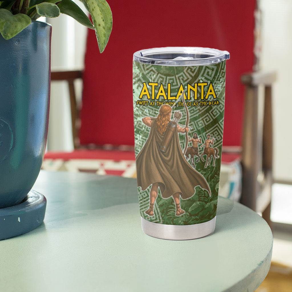 Atalanta Greek Mythology Huntress Archer Tumbler Cup Ancient Greek Meander Pattern