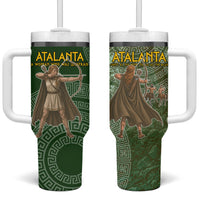Atalanta Greek Mythology Huntress Archer Tumbler With Handle Ancient Greek Meander Pattern