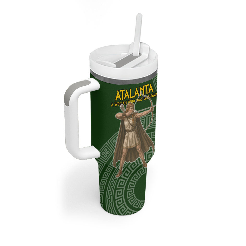 Atalanta Greek Mythology Huntress Archer Tumbler With Handle Ancient Greek Meander Pattern