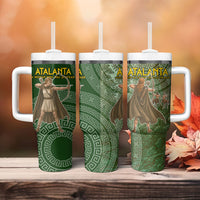 Atalanta Greek Mythology Huntress Archer Tumbler With Handle Ancient Greek Meander Pattern
