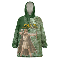 Atalanta Greek Mythology Huntress Archer Wearable Blanket Hoodie Ancient Greek Meander Pattern
