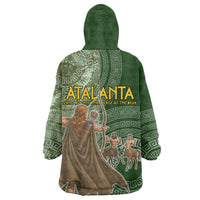 Atalanta Greek Mythology Huntress Archer Wearable Blanket Hoodie Ancient Greek Meander Pattern