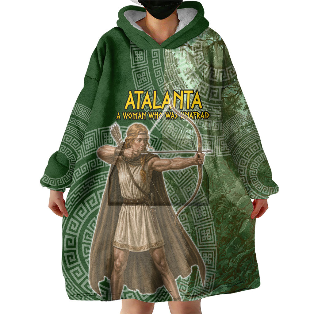Atalanta Greek Mythology Huntress Archer Wearable Blanket Hoodie Ancient Greek Meander Pattern