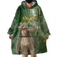 Atalanta Greek Mythology Huntress Archer Wearable Blanket Hoodie Ancient Greek Meander Pattern