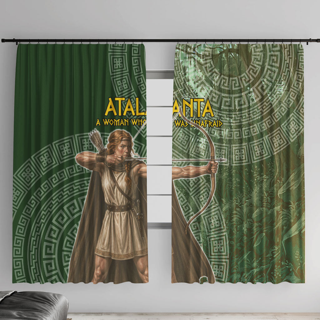Atalanta Greek Mythology Huntress Archer Window Curtain Ancient Greek Meander Pattern