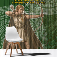 Atalanta Greek Mythology Huntress Archer Window Curtain Ancient Greek Meander Pattern