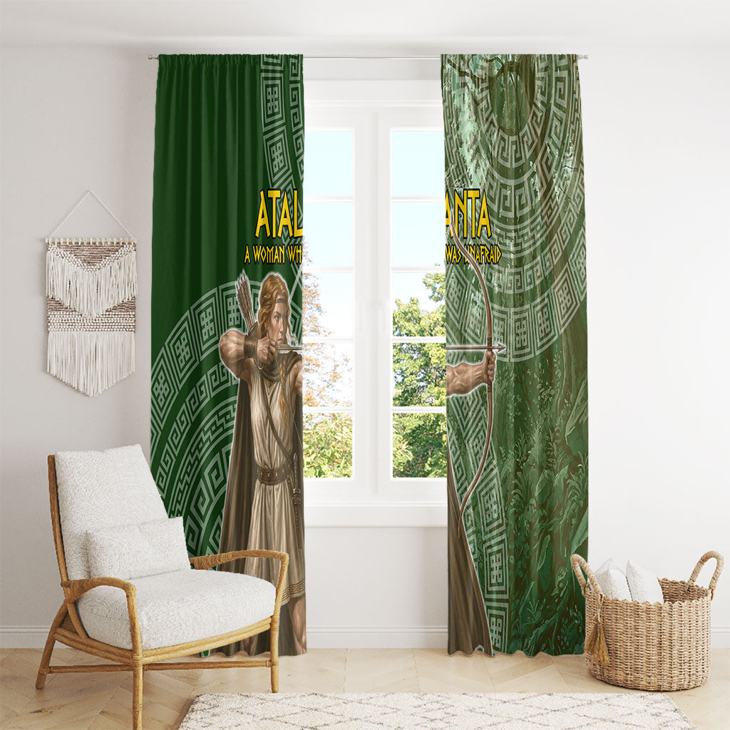 Atalanta Greek Mythology Huntress Archer Window Curtain Ancient Greek Meander Pattern