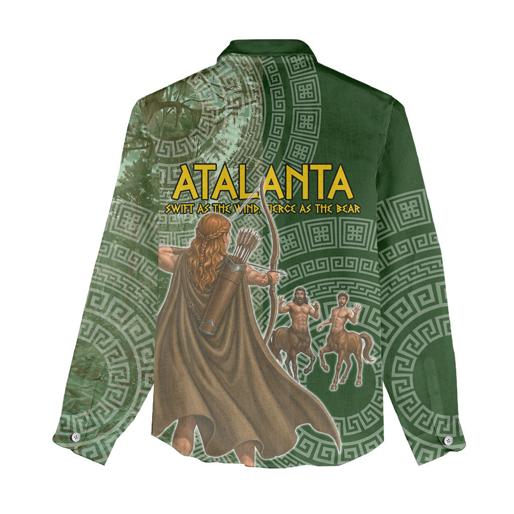Atalanta Greek Mythology Huntress Archer Women Casual Shirt Ancient Greek Meander Pattern