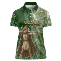 Atalanta Greek Mythology Huntress Archer Women Polo Shirt Ancient Greek Meander Pattern