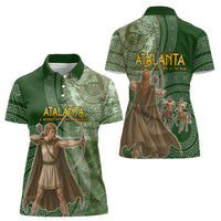 Atalanta Greek Mythology Huntress Archer Women Polo Shirt Ancient Greek Meander Pattern