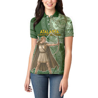 Atalanta Greek Mythology Huntress Archer Women Polo Shirt Ancient Greek Meander Pattern