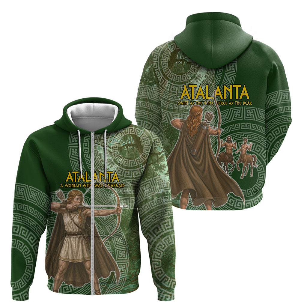 Atalanta Greek Mythology Huntress Archer Zip Hoodie Ancient Greek Meander Pattern