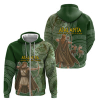 Atalanta Greek Mythology Huntress Archer Zip Hoodie Ancient Greek Meander Pattern