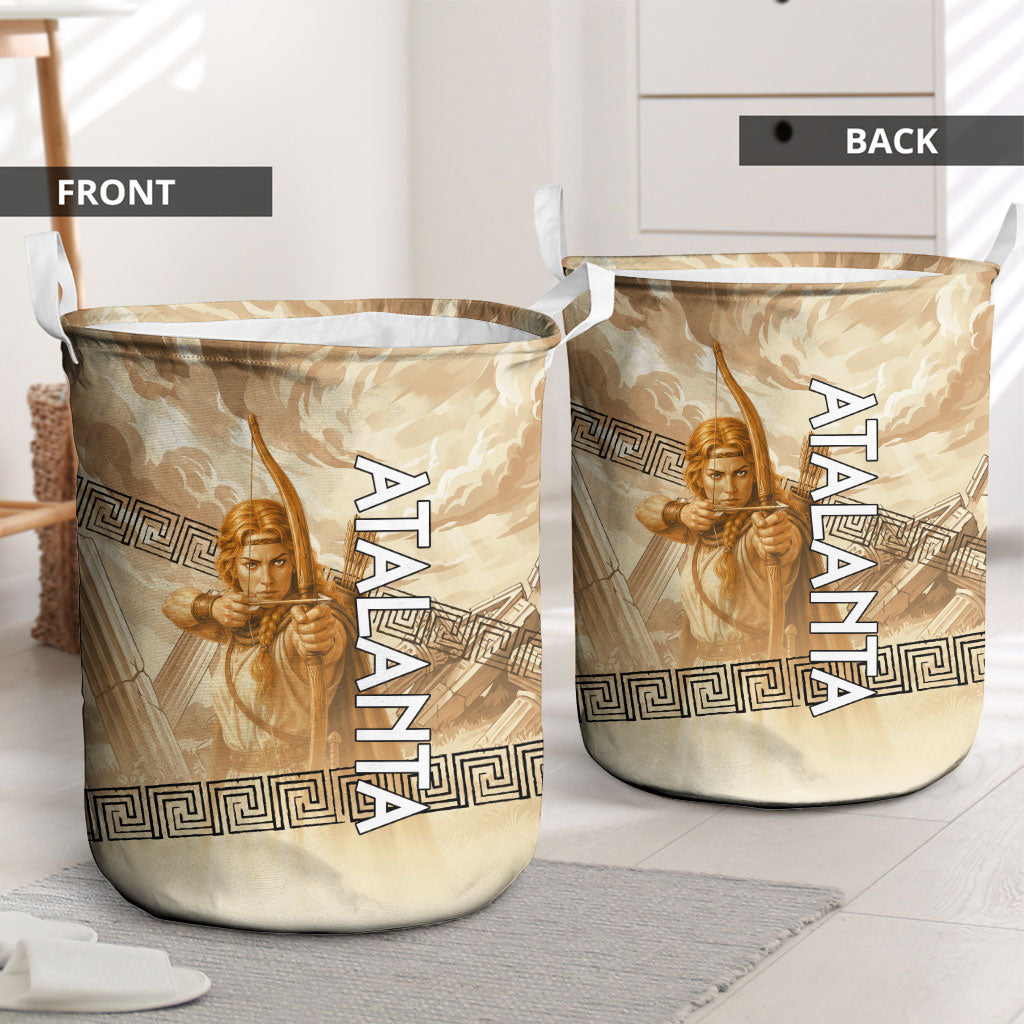 Atalanta Greek Mythology Huntress Archer Laundry Basket Ancient Greek Heroine Goddess Vintage Meander Artwork