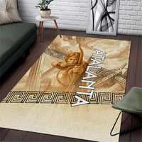Atalanta Greek Mythology Huntress Archer Area Rug Ancient Greek Heroine Goddess Vintage Meander Artwork