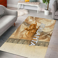 Atalanta Greek Mythology Huntress Archer Area Rug Ancient Greek Heroine Goddess Vintage Meander Artwork