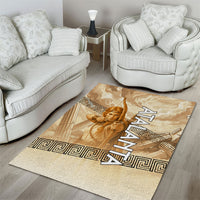 Atalanta Greek Mythology Huntress Archer Area Rug Ancient Greek Heroine Goddess Vintage Meander Artwork
