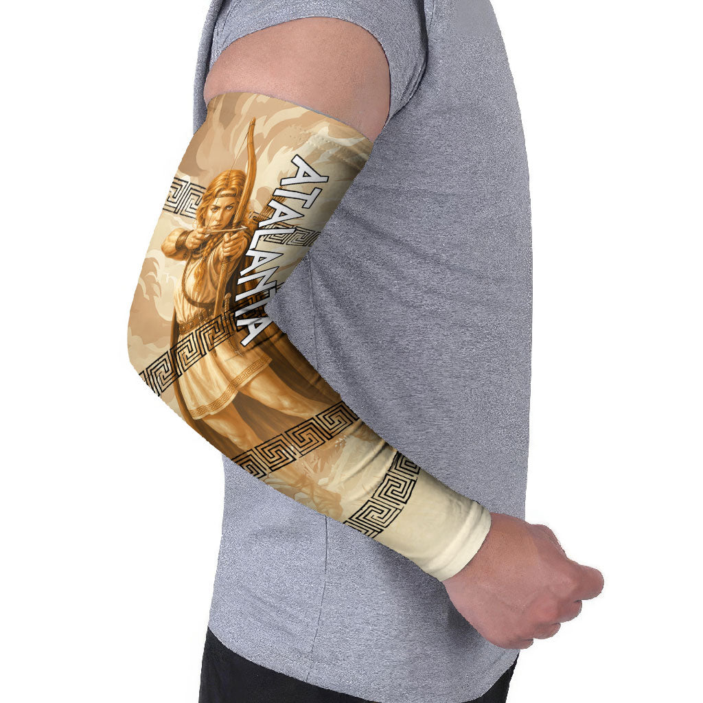 Atalanta Greek Mythology Huntress Archer Arm Sleeves Ancient Greek Heroine Goddess Vintage Meander Artwork