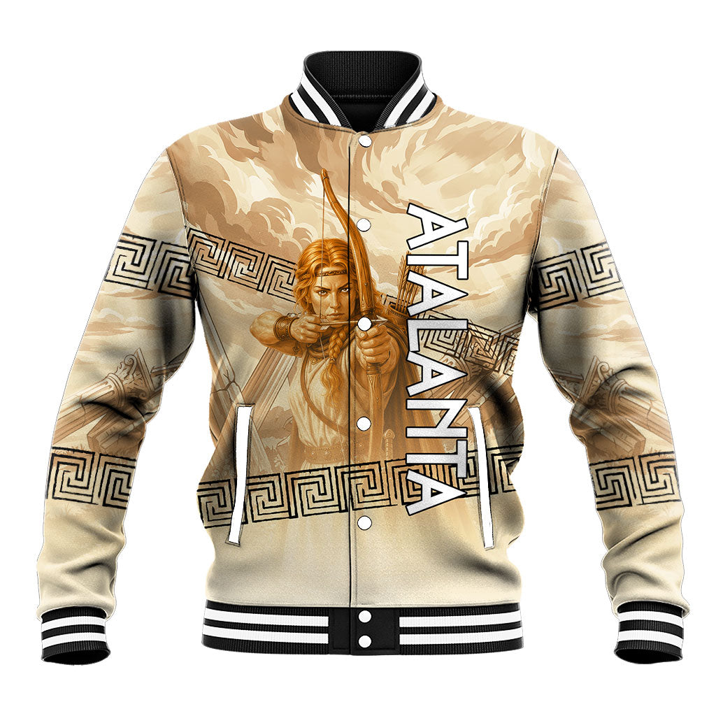 Atalanta Greek Mythology Huntress Archer Baseball Jacket Ancient Greek Heroine Goddess Vintage Meander Artwork