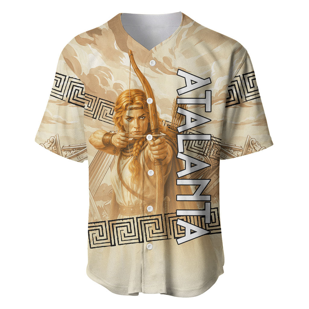 Atalanta Greek Mythology Huntress Archer Baseball Jersey Ancient Greek Heroine Goddess Vintage Meander Artwork