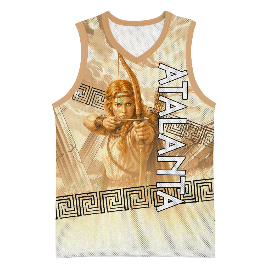 Atalanta Greek Mythology Huntress Archer Basketball Jersey Ancient Greek Heroine Goddess Vintage Meander Artwork