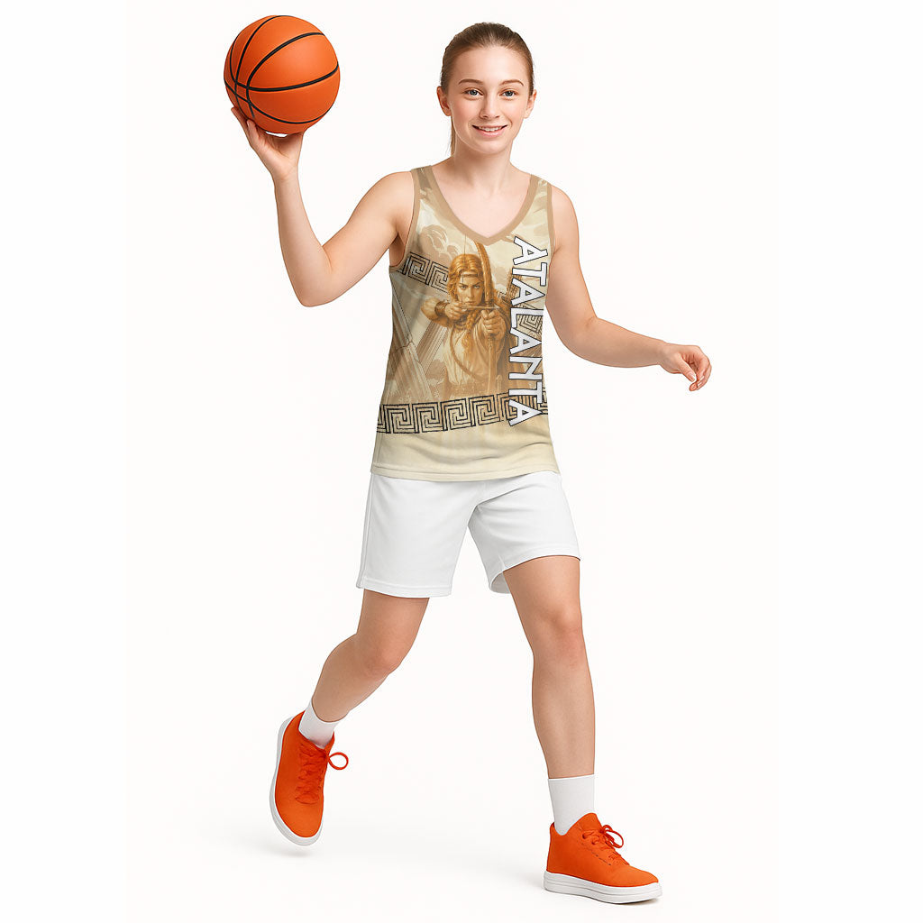 Atalanta Greek Mythology Huntress Archer Basketball Jersey Ancient Greek Heroine Goddess Vintage Meander Artwork