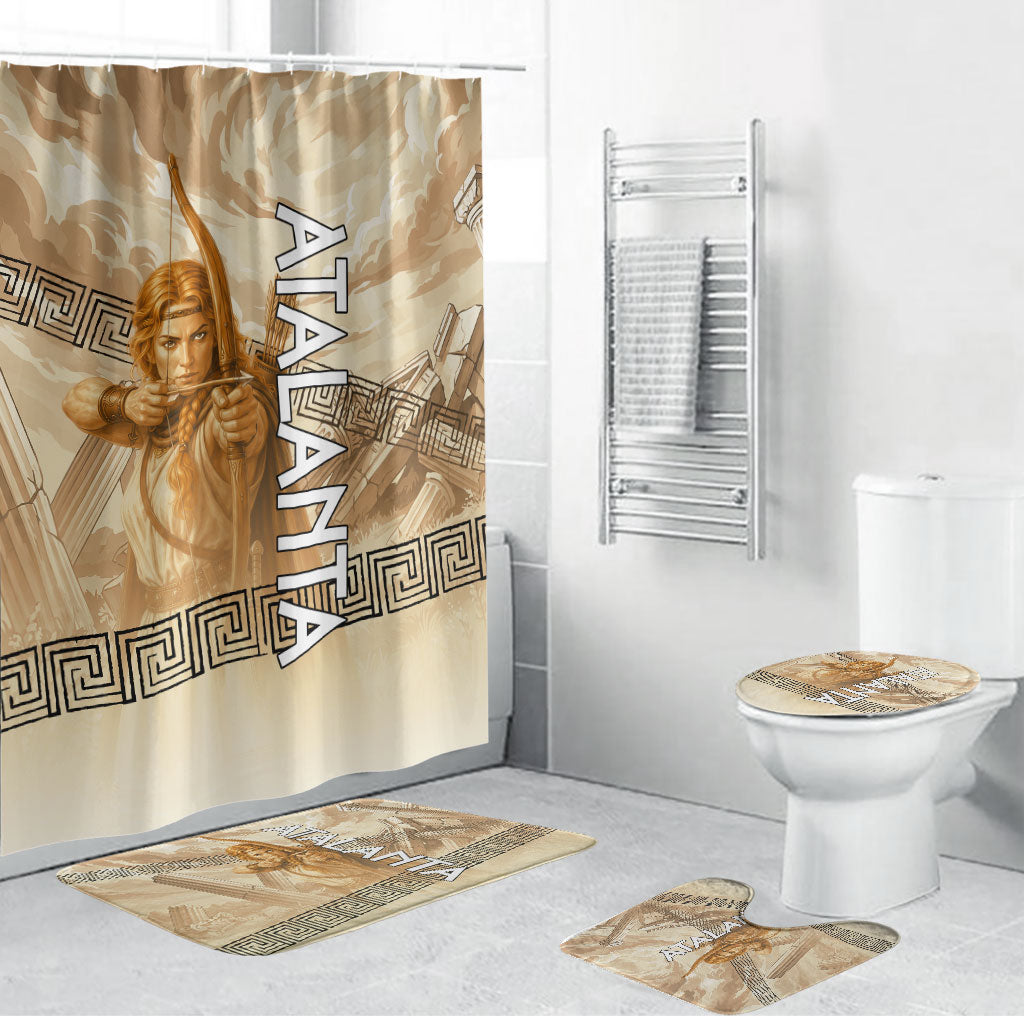 Atalanta Greek Mythology Huntress Archer Bathroom Set Ancient Greek Heroine Goddess Vintage Meander Artwork
