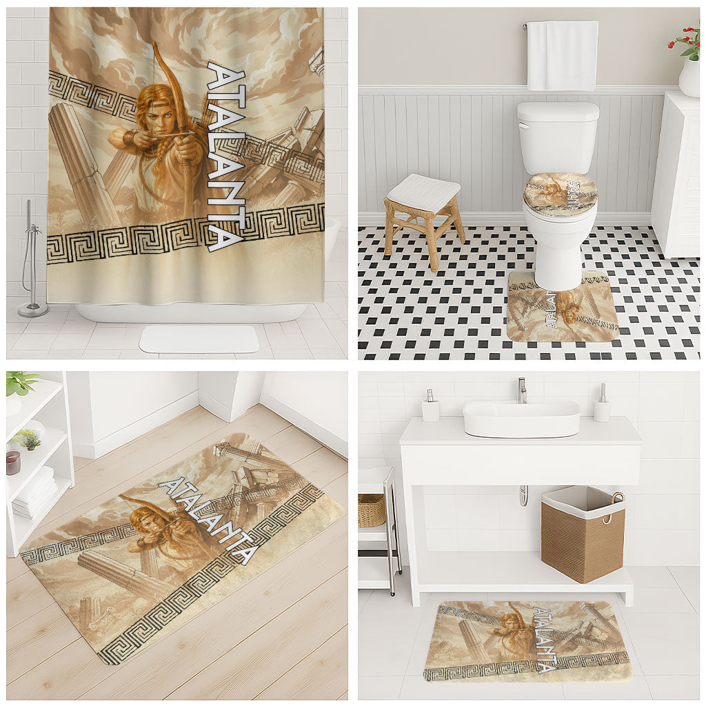 Atalanta Greek Mythology Huntress Archer Bathroom Set Ancient Greek Heroine Goddess Vintage Meander Artwork