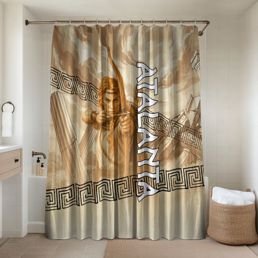 Atalanta Greek Mythology Huntress Archer Bathroom Set Ancient Greek Heroine Goddess Vintage Meander Artwork