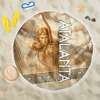 Atalanta Greek Mythology Huntress Archer Beach Blanket Ancient Greek Heroine Goddess Vintage Meander Artwork