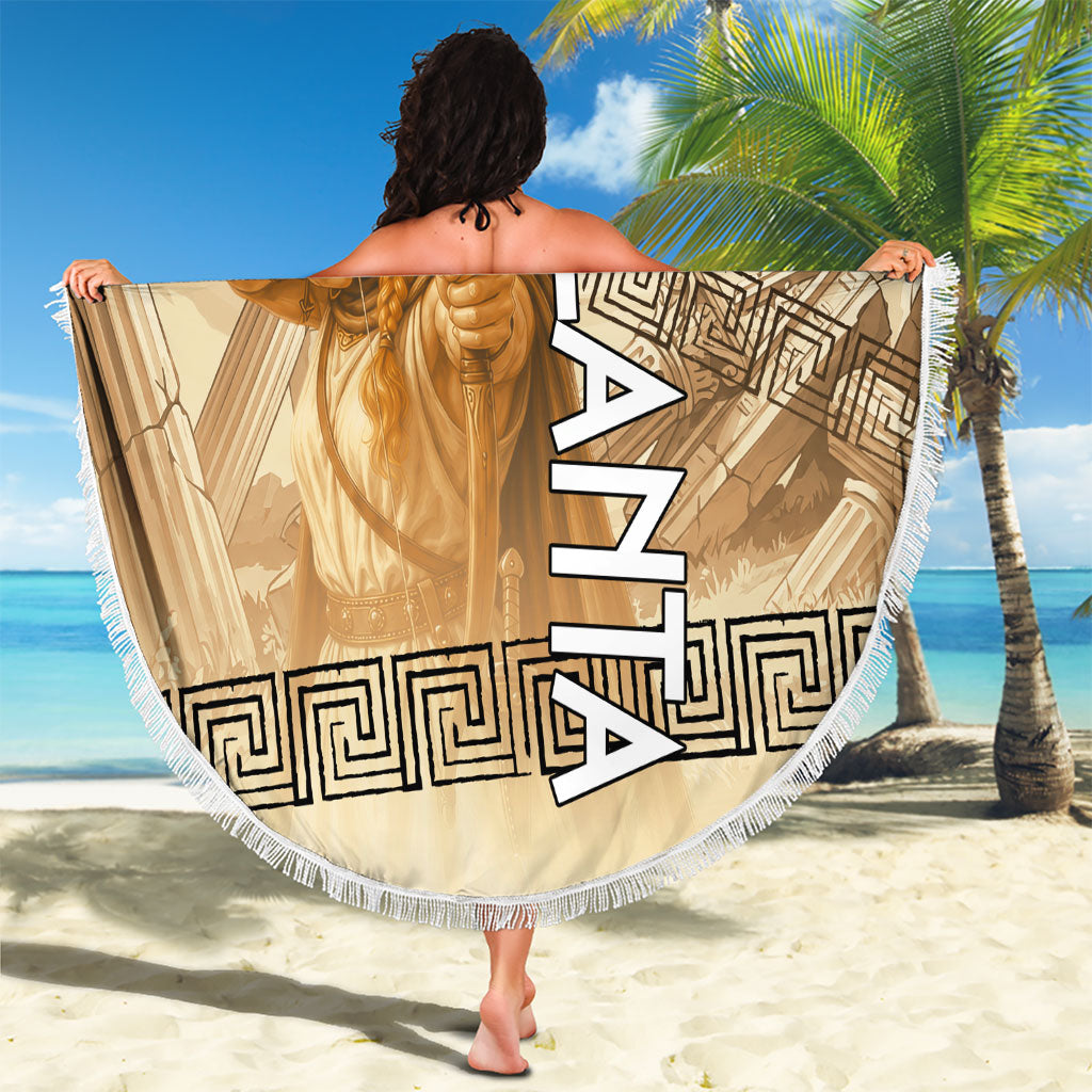 Atalanta Greek Mythology Huntress Archer Beach Blanket Ancient Greek Heroine Goddess Vintage Meander Artwork