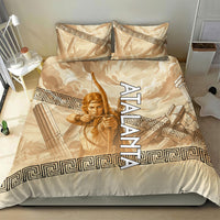 Atalanta Greek Mythology Huntress Archer Bedding Set Ancient Greek Heroine Goddess Vintage Meander Artwork