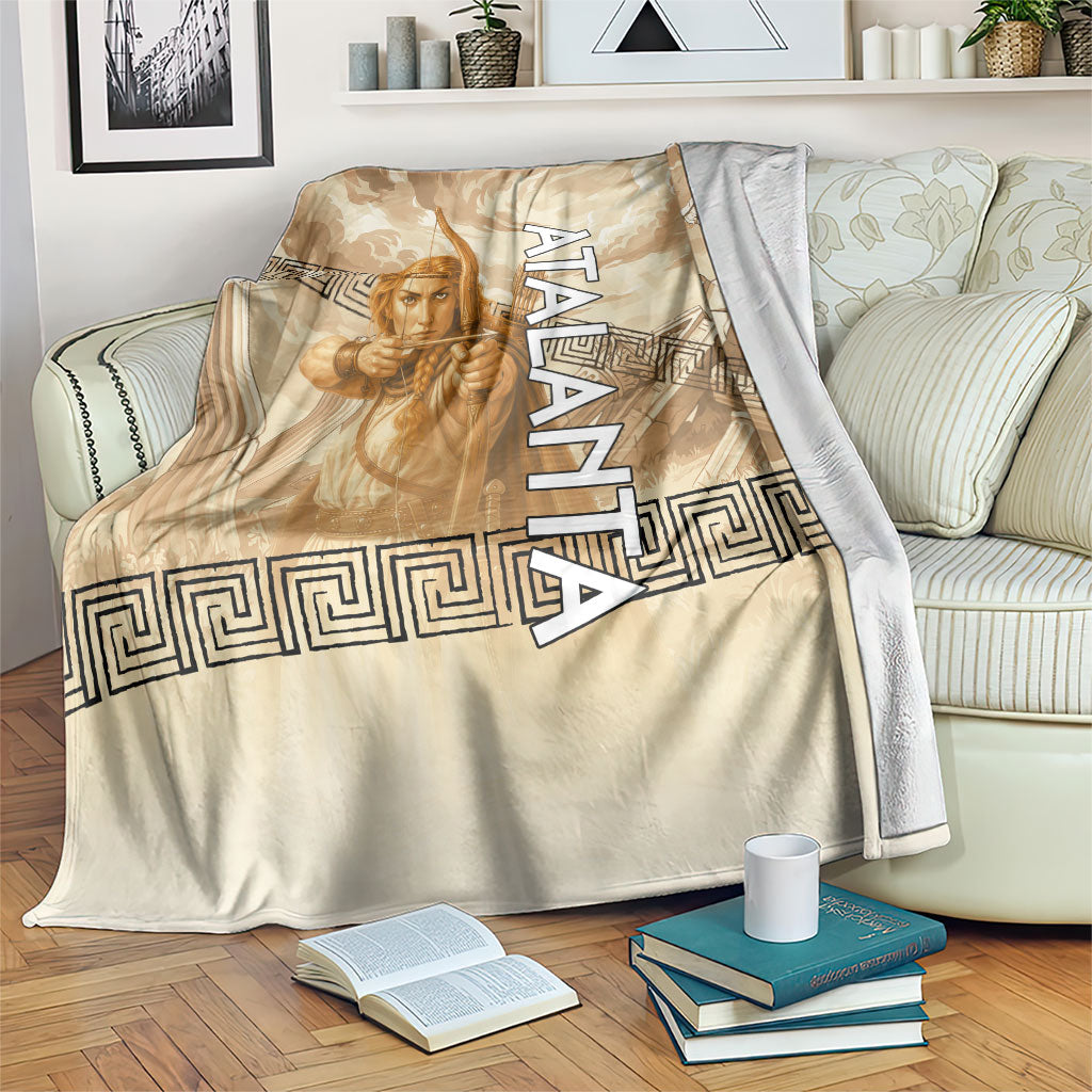 Atalanta Greek Mythology Huntress Archer Blanket Ancient Greek Heroine Goddess Vintage Meander Artwork