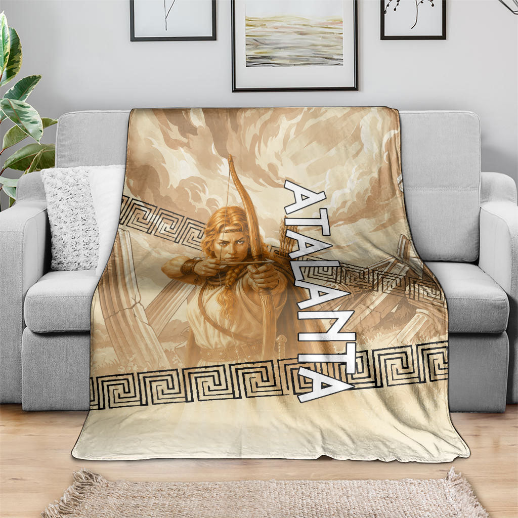 Atalanta Greek Mythology Huntress Archer Blanket Ancient Greek Heroine Goddess Vintage Meander Artwork