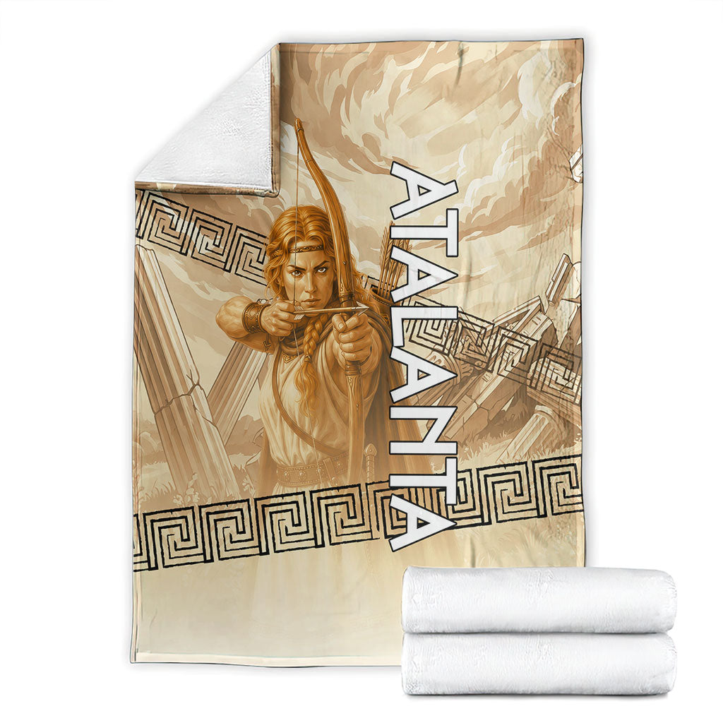Atalanta Greek Mythology Huntress Archer Blanket Ancient Greek Heroine Goddess Vintage Meander Artwork
