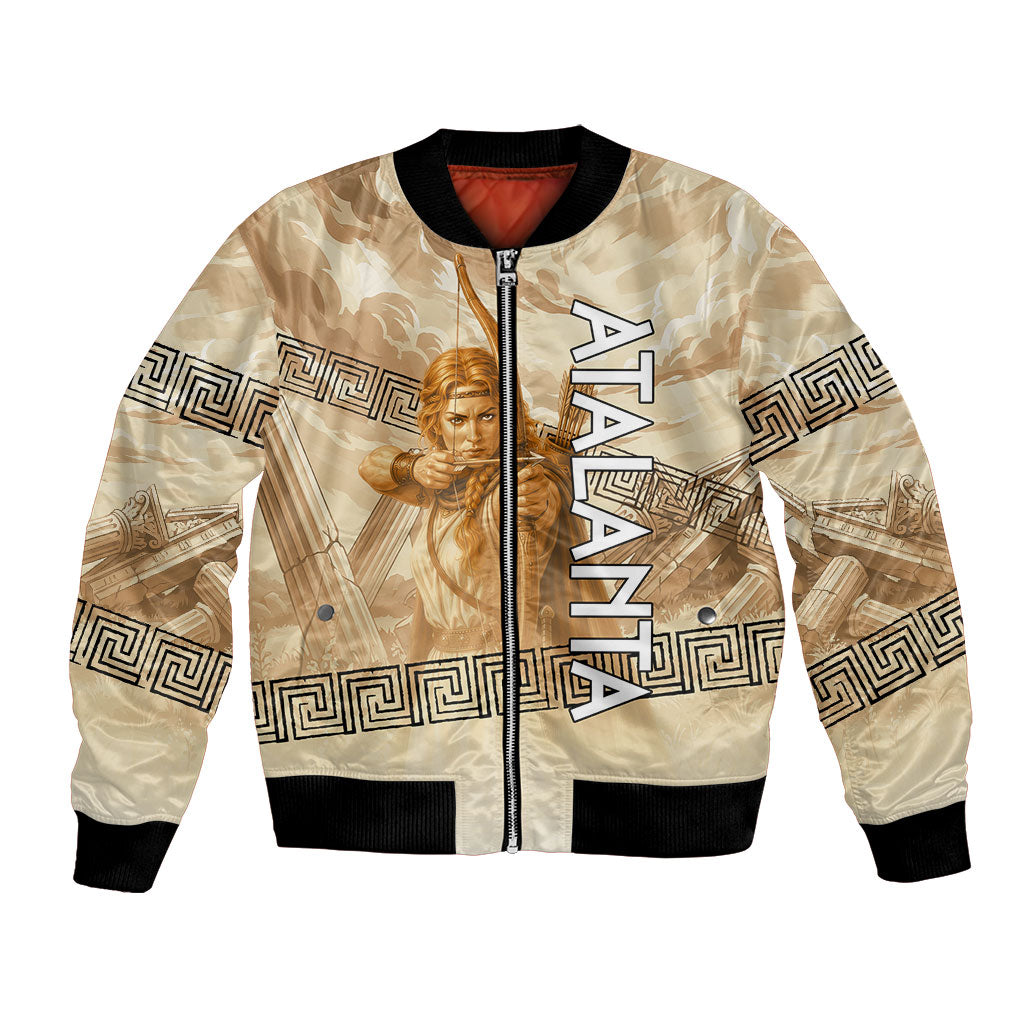 Atalanta Greek Mythology Huntress Archer Bomber Jacket Ancient Greek Heroine Goddess Vintage Meander Artwork