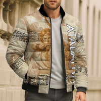 Atalanta Greek Mythology Huntress Archer Bomber Puffer Jacket Ancient Greek Heroine Goddess Vintage Meander Artwork