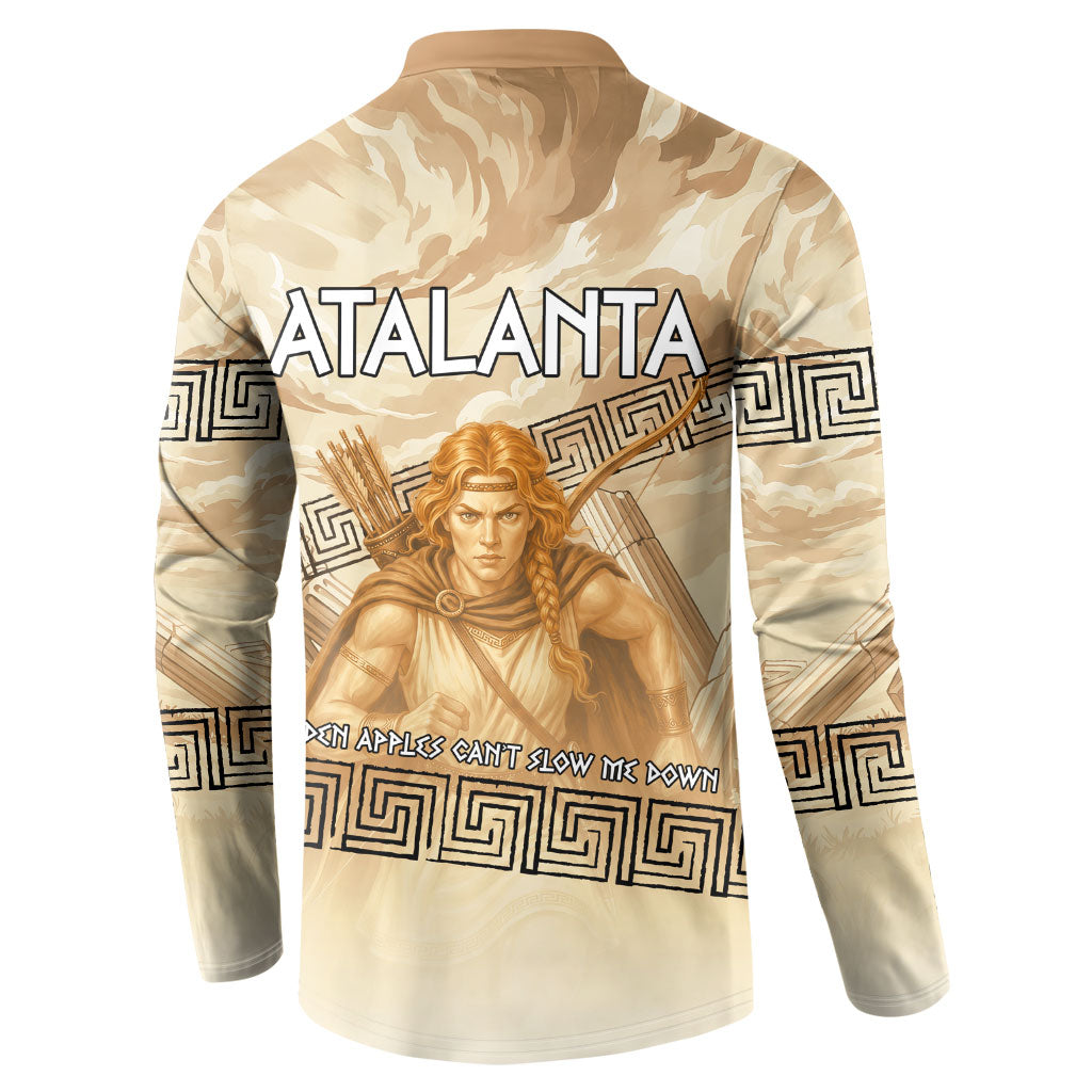 Atalanta Greek Mythology Huntress Archer Button Sweatshirt Ancient Greek Heroine Goddess Vintage Meander Artwork