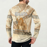 Atalanta Greek Mythology Huntress Archer Button Sweatshirt Ancient Greek Heroine Goddess Vintage Meander Artwork
